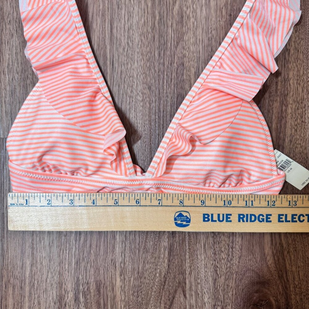 Aerie Orange Stripe MED‎ Ruffle Bikini Top LARGE Bottom Two Piece Swimsuit READ - Picture 4 of 13